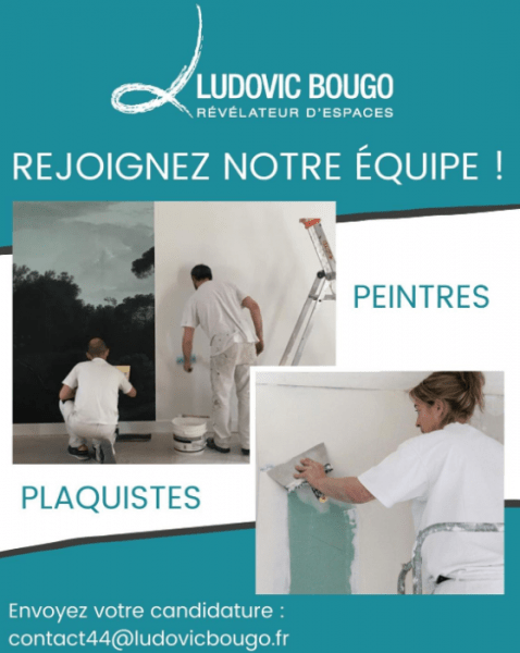 L'entreprise Ludovic Bougo près de Nantes recherche des peintres et des plaquistes !